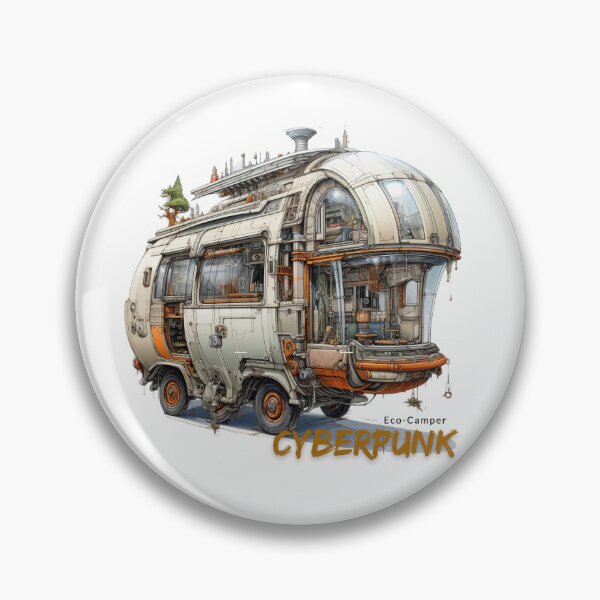 Aperçu de l'œuvre  Dessin de l'éco-campeur cyberpunk créée et vendue par EcoCamper.