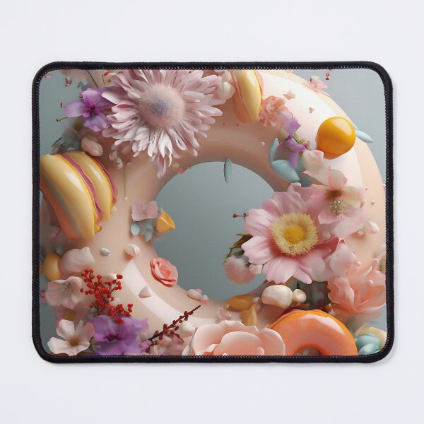 Item preview, Flowery donut - 3D render in pastel colors designed and sold by PoppinArtFox.