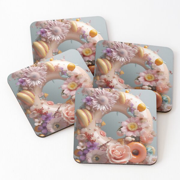 Item preview, Flowery donut - 3D render in pastel colors designed and sold by PoppinArtFox.