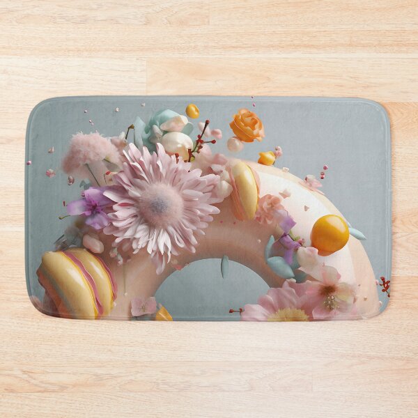 Item preview, Flowery donut - 3D render in pastel colors designed and sold by PoppinArtFox.