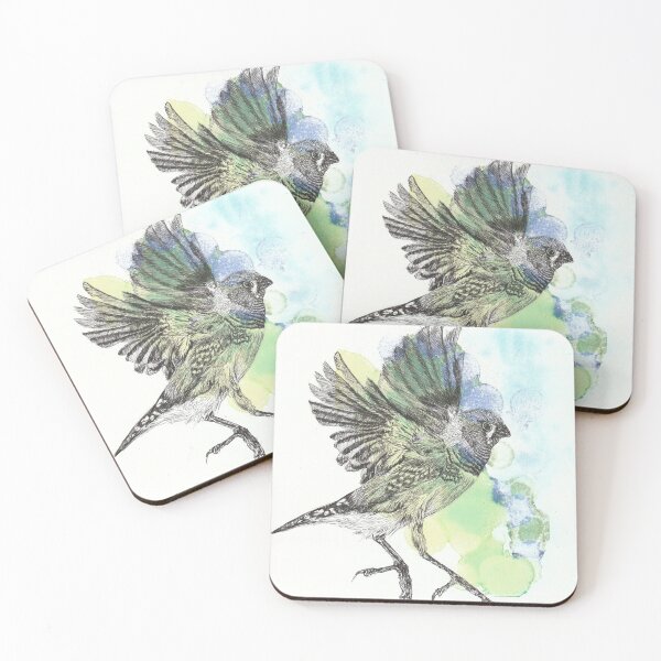 Item preview, Pen drawing of a finch on an ink background designed and sold by Designed-by-Bex.