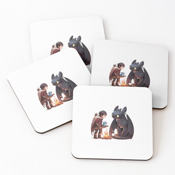 Item preview, Hiccup and Toothless with a baby at a fire designed and sold by AnimeRay.