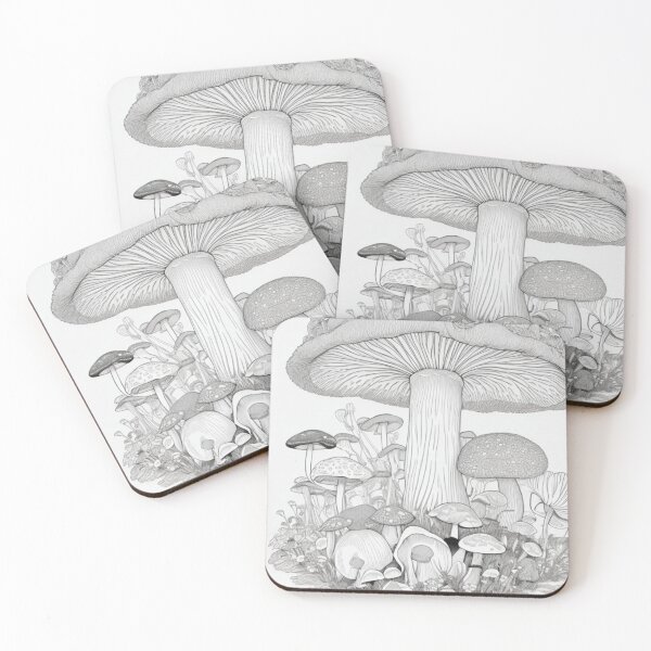 Item preview,   Nature Landscape Mushroom Black and White designed and sold by chigara.