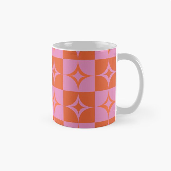Item preview, Checkered Pink and Orange Mid Century Starbursts Pattern  designed and sold by Yasminepatterns .