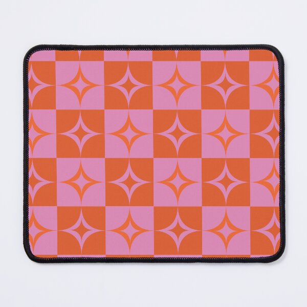 Item preview, Checkered Pink and Orange Mid Century Starbursts Pattern  designed and sold by Yasminepatterns .