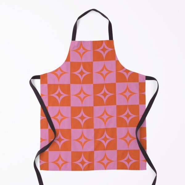 Item preview, Checkered Pink and Orange Mid Century Starbursts Pattern designed and sold by Yasminepatterns .
