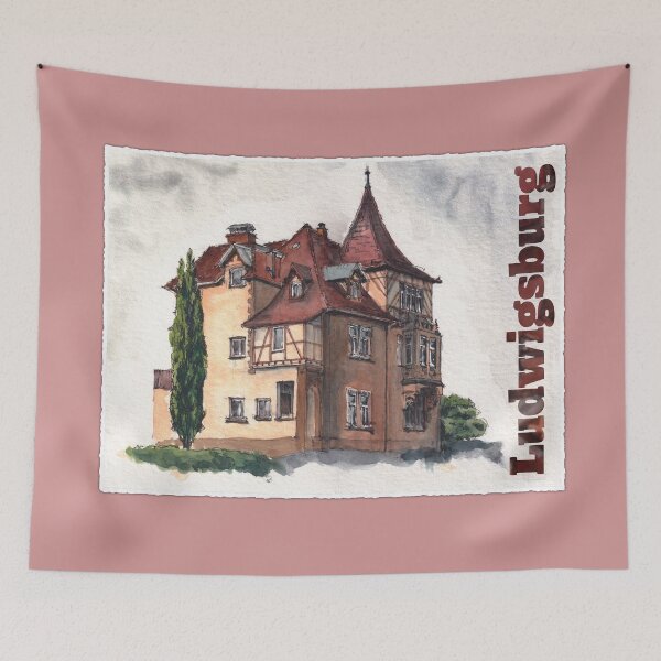 Item preview, Pintura acuarela de una casa en Ludwigsburg designed and sold by ShopEvaF.