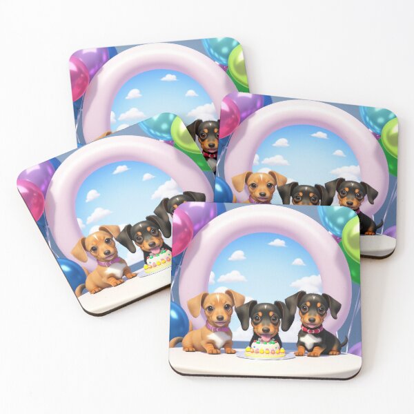 Item preview, Artwork of  Dachshund dog puppie family at fun birthday party designed and sold by Tio-Tecun.