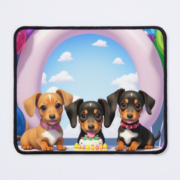 Item preview, Artwork of Dachshund dog puppie family at fun birthday party designed and sold by Tio-Tecun.