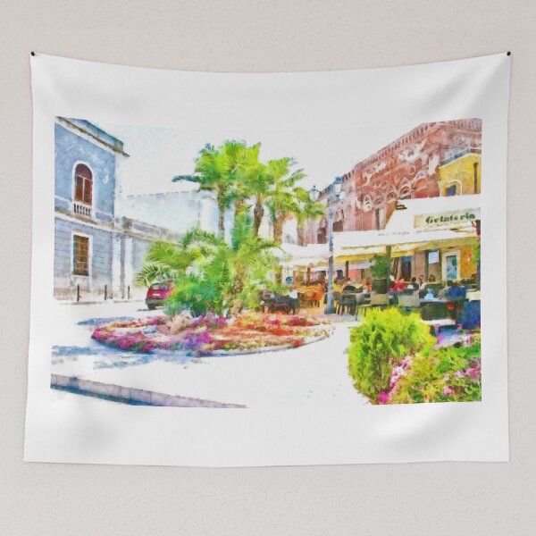 Item preview, Square with palm tree and restaurant designed and sold by Giuseppe Cocco.