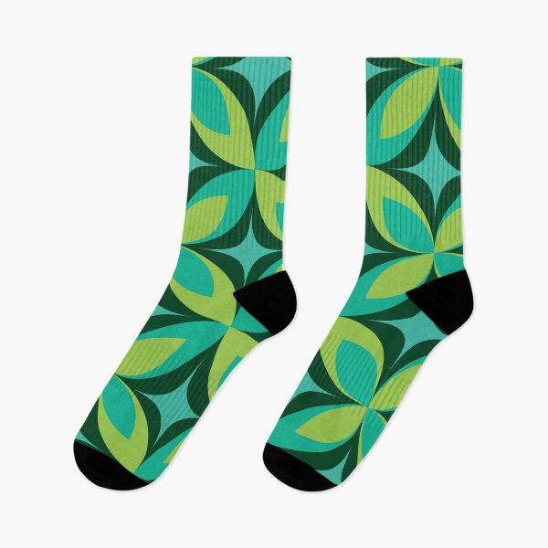 Item preview, Mid Century Atomic Starbursts on Green Geometric Circles  designed and sold by Yasminepatterns .