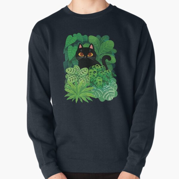 Vista previa del artículo con la obra «Gato negro en plantas de interior», diseñado y vendido por michelledraws.