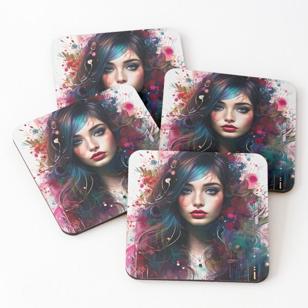 Item preview, Abstract Colorful Hair Cute Girl designed and sold by ramtar.