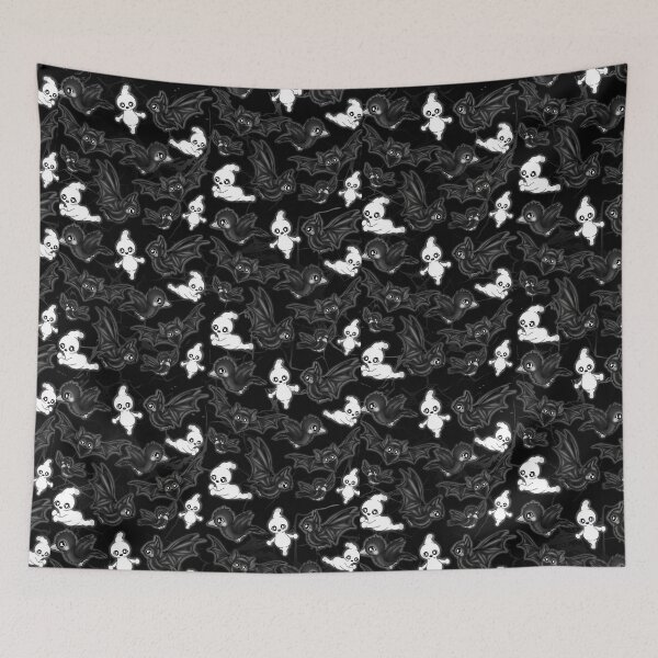 Item preview, cute ghost, bat and crow kawaii pattern designed and sold by Pezi-Creation.