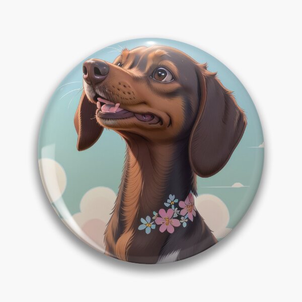 Item preview, Portrait adorable brown Dachshund dog beautiful colorful landscape designed and sold by Tio-Tecun.