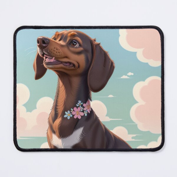 Item preview, Portrait adorable brown Dachshund dog beautiful colorful landscape designed and sold by Tio-Tecun.