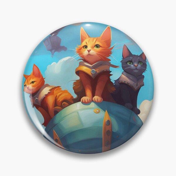 Item preview, three cute flying kittens, perched on a hot air balloon against a blue sky background designed and sold by Creativesphotos.