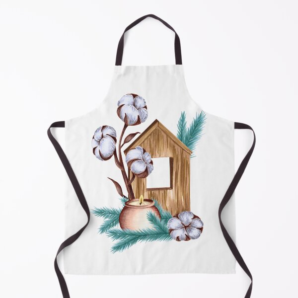 Item preview, Wooden House with Cotton Flowers, Candle and Pine Branches designed and sold by Smetankinaart.