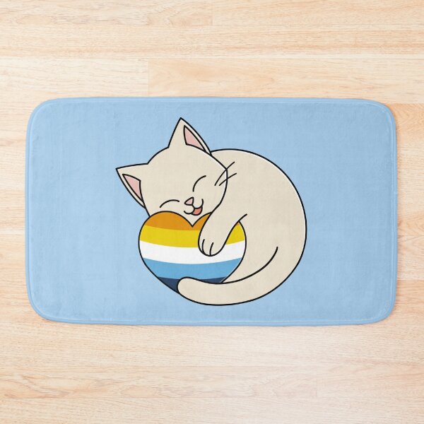 Item preview, Cute Happy White Cat Holding an Aromantic Asexual Flag Heart designed and sold by AroAxel.