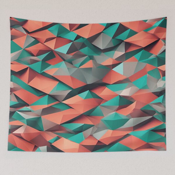 Artikelvorschau, Abstraktes Low-Poly-Muster in Grün und Orange entworfen und verkauft von inspire-gifts.