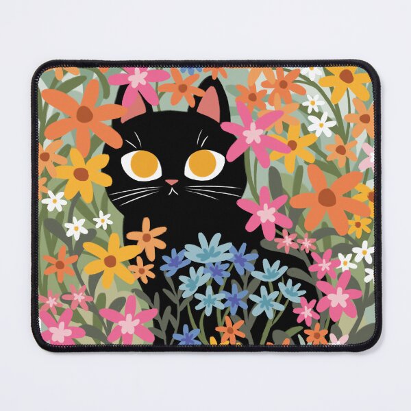 Item preview, Black Cat in Flower Patch  designed and sold by michelledraws.