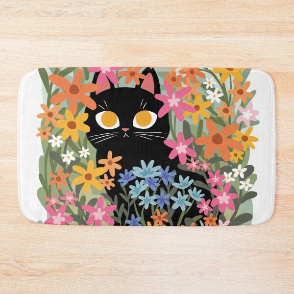 Item preview, Black Cat in Flower Patch  designed and sold by michelledraws.