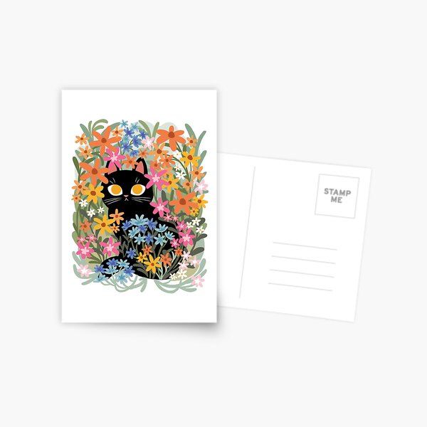 Item preview, Black Cat in Flower Patch  designed and sold by michelledraws.