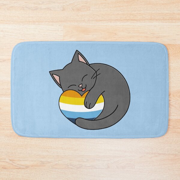 Item preview, Cute Happy Black Cat Holding an Aromantic Asexual Flag Heart designed and sold by AroAxel.