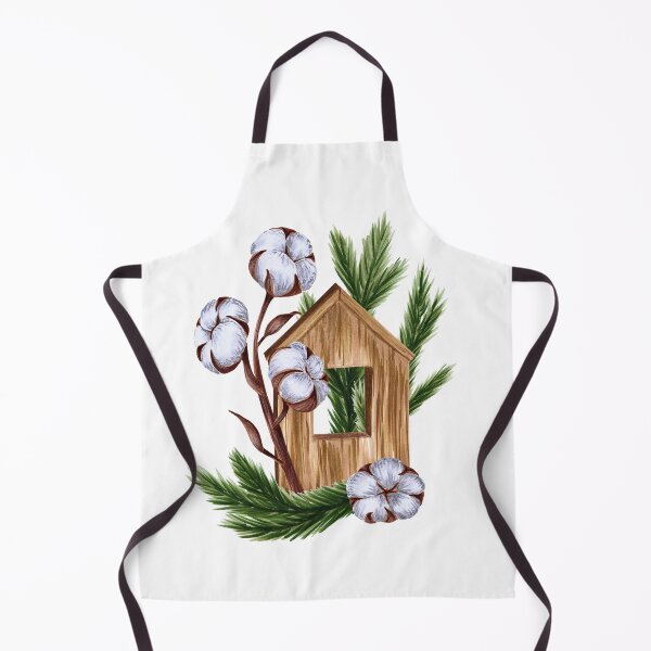 Item preview, Wooden House with Cotton Flowers and Fir Branches designed and sold by Smetankinaart.