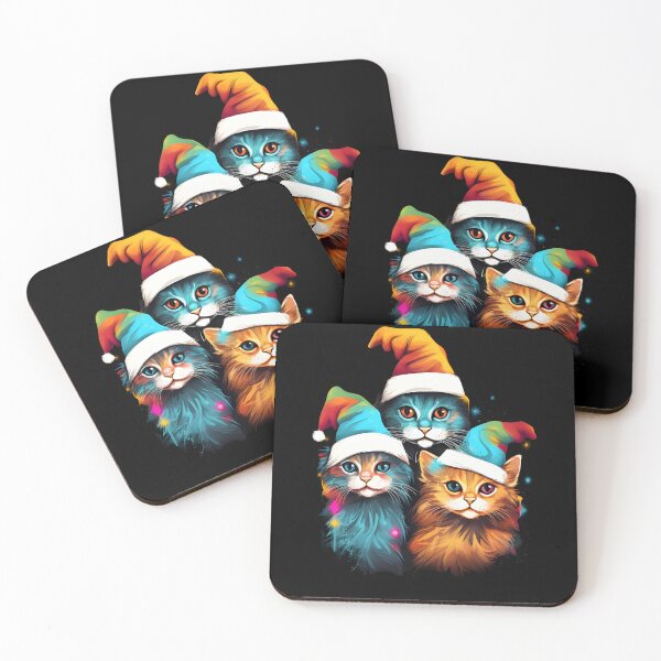 Item preview, Cats with colorful Santa hats designed and sold by GediaPrints.