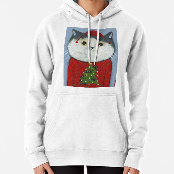 Womens Sweatshirt Fashion Casual Christmas Cat Printed Pattern O