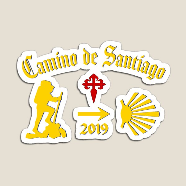 Artikel-Vorschau von Camino de Santiago 2019 Männlicher Pilger Gelber Pfeil Jakobsmuschel Kreuz des Heiligen Jakobus, designt und verkauft von Brasilia.