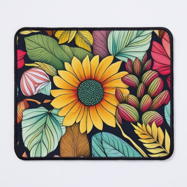 Item preview, Autumn bouquet of leaves and flowers, fantastic, colorful tile, pattern designed and sold by LuckyFamily.