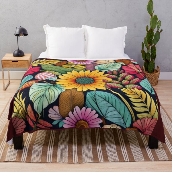 Item preview, Autumn bouquet of leaves and flowers, fantastic, colorful tile, pattern designed and sold by LuckyFamily.