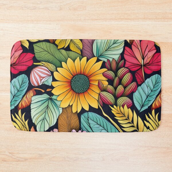 Item preview, Autumn bouquet of leaves and flowers, fantastic, colorful tile, pattern designed and sold by LuckyFamily.