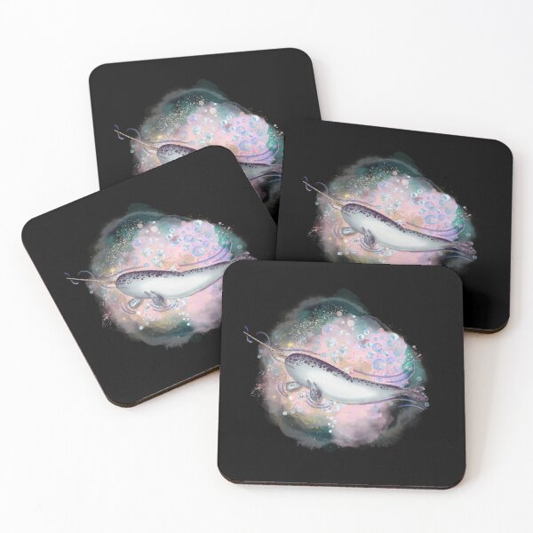 Item preview, Narwhal Swimming Watercolor Style Illustration designed and sold by kuremureDesign.