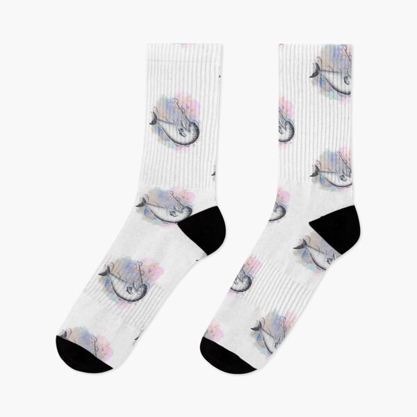 Item preview, Cute Narwhal Swimming Watercolor Style Illustration designed and sold by kuremureDesign.