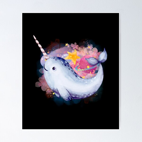Item preview, Lindo diseño de acuarela de ballena narval designed and sold by kuremureDesign.