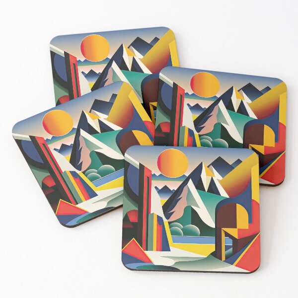 Item preview, Explore "Simplistic & Minimalistic Alps" with Bauhaus Flair and Vivid Colors designed and sold by ArtificialGenes.