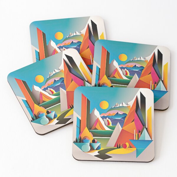 Item preview, Explore "Simplistic & Minimalistic Alps" with Bauhaus Flair and Vivid Colors designed and sold by ArtificialGenes.