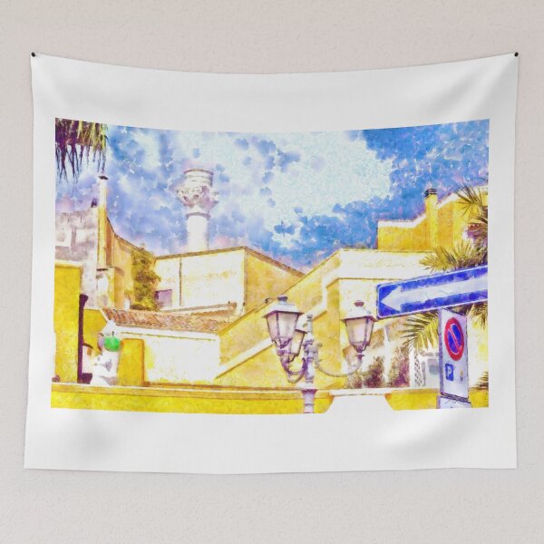 Item preview, View of the roman column between yellow buildings designed and sold by Giuseppe Cocco.