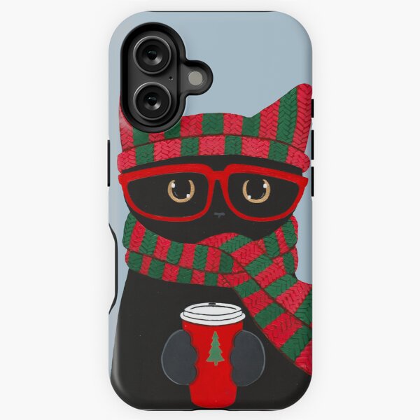 Item preview, Winter Black Cat With Coffee designed and sold by KilkennyCat Art.