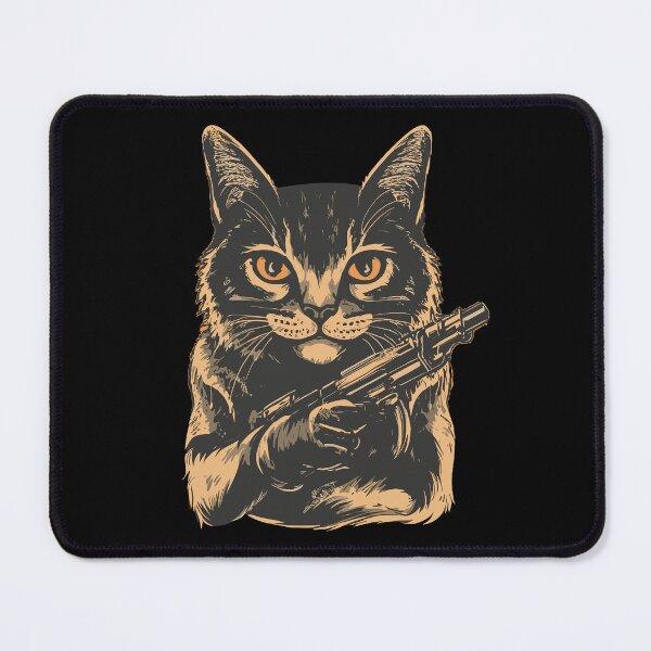 Item preview, cat with gun designed and sold by storefoxmix.