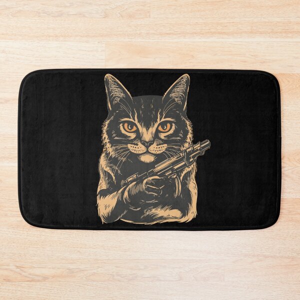 Item preview, cat with gun designed and sold by storefoxmix.