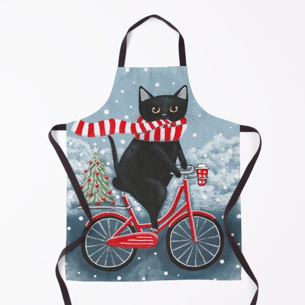 Item preview, Black Cat Winter Bicycle Ride designed and sold by KilkennyCat Art.