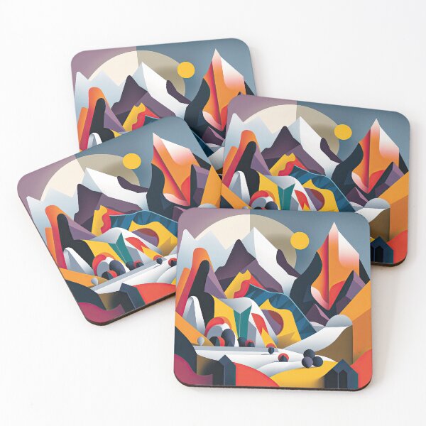 Item preview, Explore "Simplistic & Minimalistic Alps" with Bauhaus Flair and Vivid Colors designed and sold by ArtificialGenes.