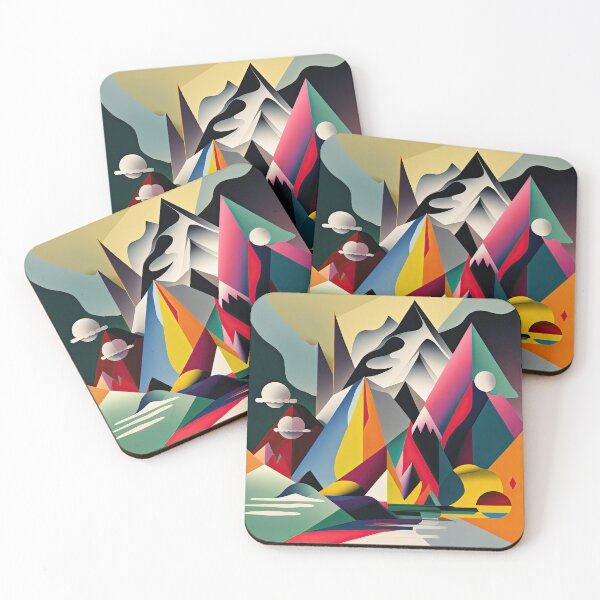 Item preview, Explore "Simplistic & Minimalistic Alps" with Bauhaus Flair and Vivid Colors designed and sold by ArtificialGenes.