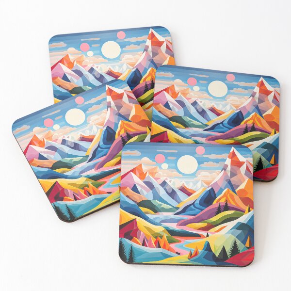 Item preview, Explore "Simplistic & Minimalistic Alps" with Bauhaus Flair and Vivid Colors designed and sold by ArtificialGenes.