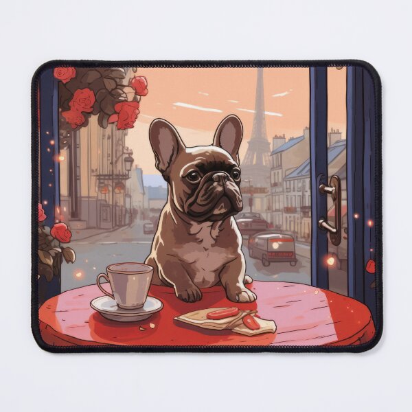 Item preview, French Bulldog in a Parisian Cafe designed and sold by Johnelh.
