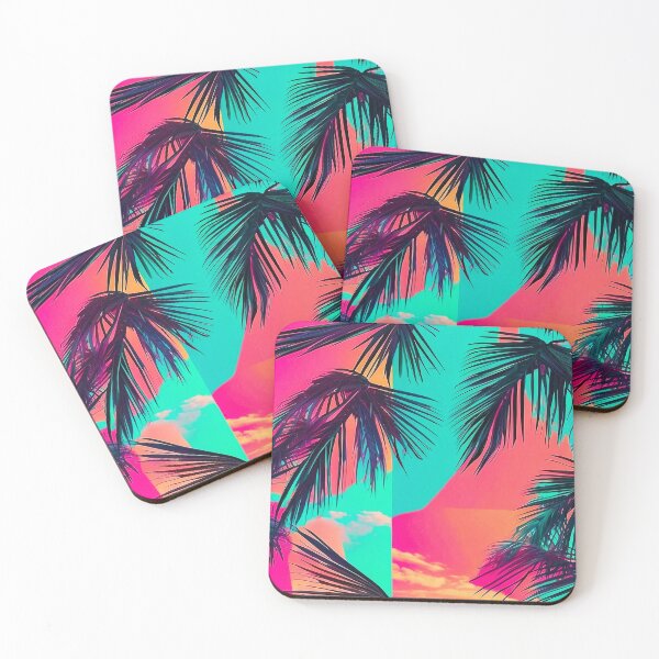 Item preview, Abstract Teal Vibrant Neon Tropical Palm Leaves Sky Pattern Décor  designed and sold by SassyArtistry.